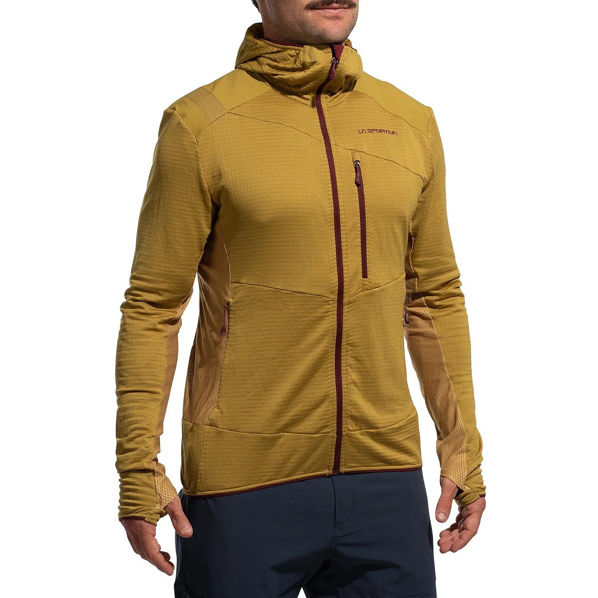 Image of La Sportiva Aequilibrium Thermal Full-Zip Hoodie - Men's Savana/Redwood, S