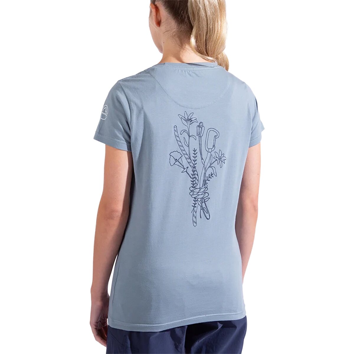 Image of La Sportiva Climb Flower T-Shirt - Women's Limestone/Night Sky, XL