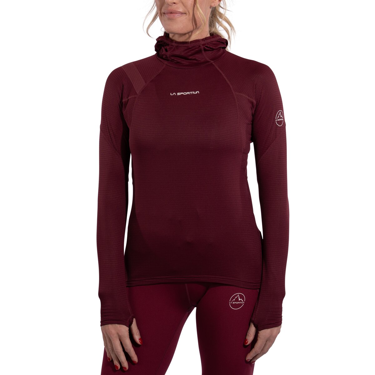Image of La Sportiva Flash Micro-Fleece Hooded Top - Women's Redwood/Chalk, XL