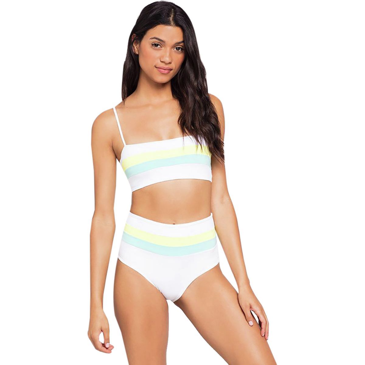 L Space Rebel Stripe Bikini Top - Women's White/Light Turq/Lemonade, S