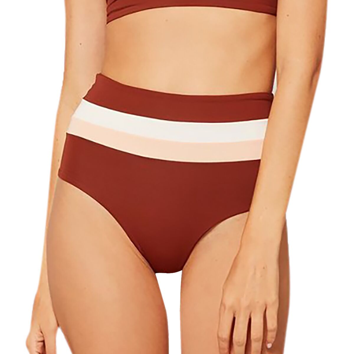 L Space Portia Stripe Bikini Bottom - Women's Cream/Desert Rose/Tobacco, XL