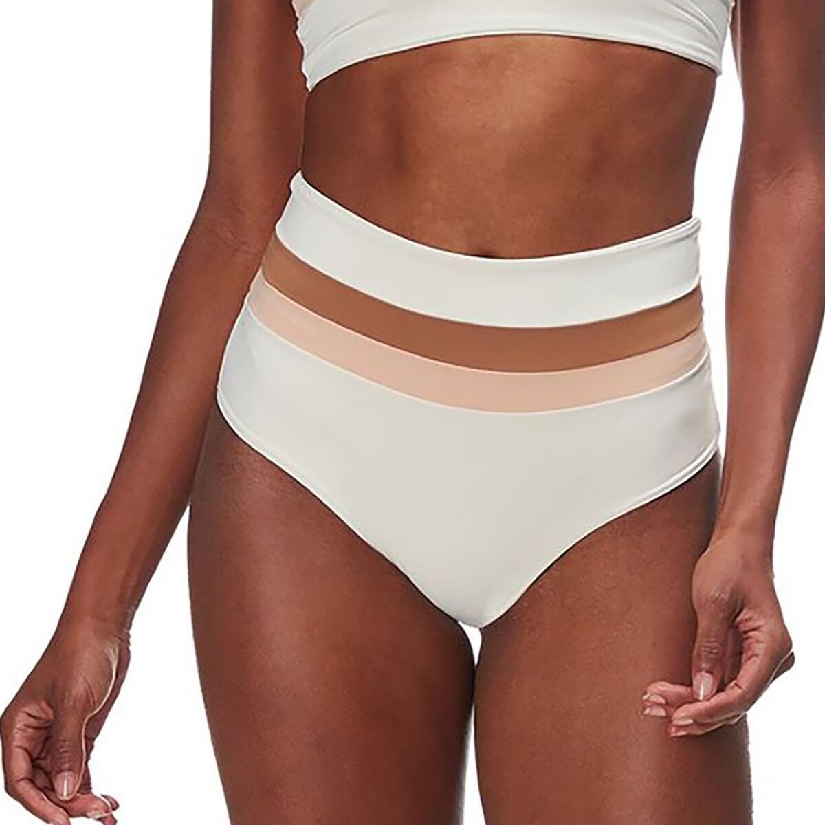 L Space Portia Stripe Bikini Bottom - Women's Cream/Camel/Cherry Blossom, L