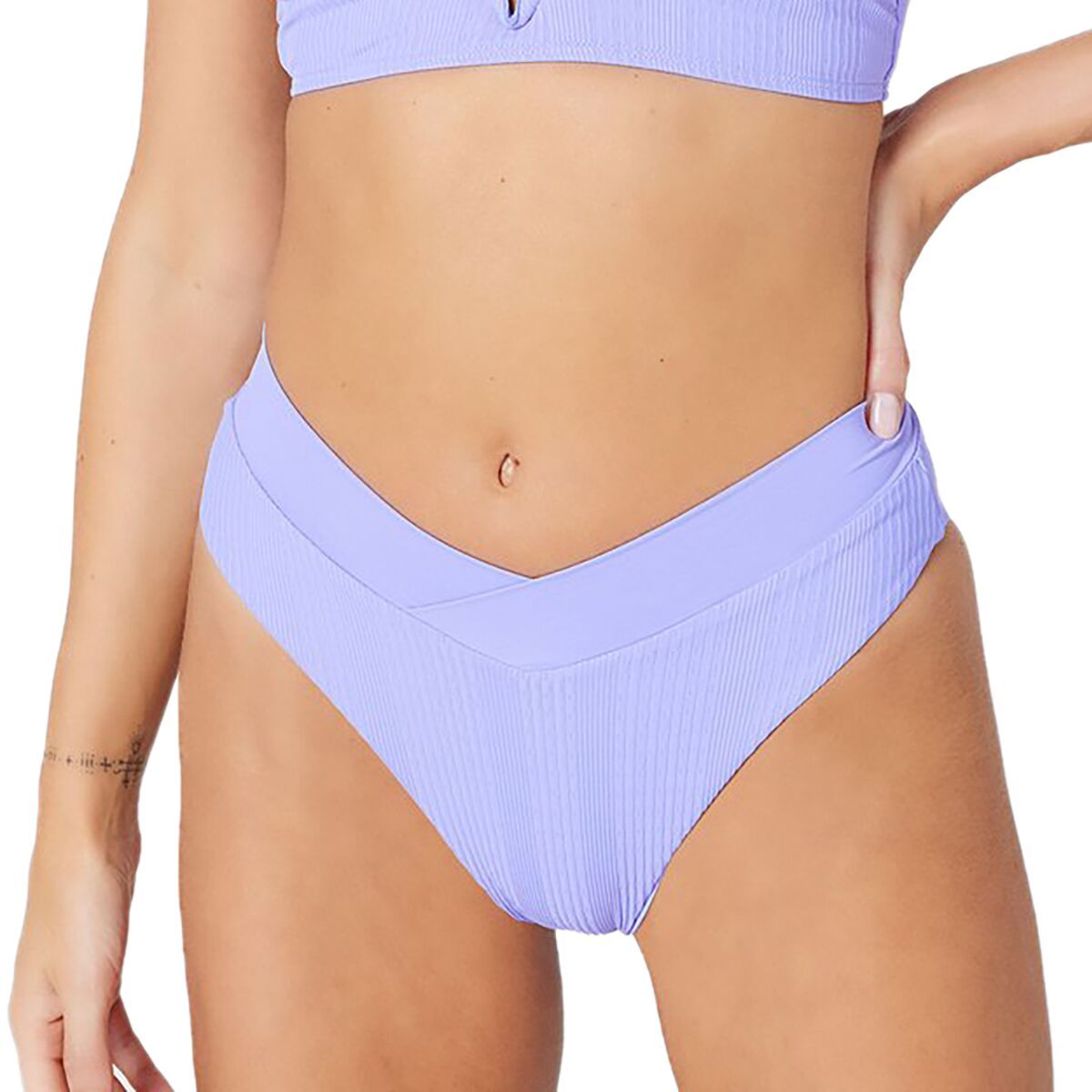 L Space Pointelle Rib Court Bikini Bottom - Women's Amethyst, M