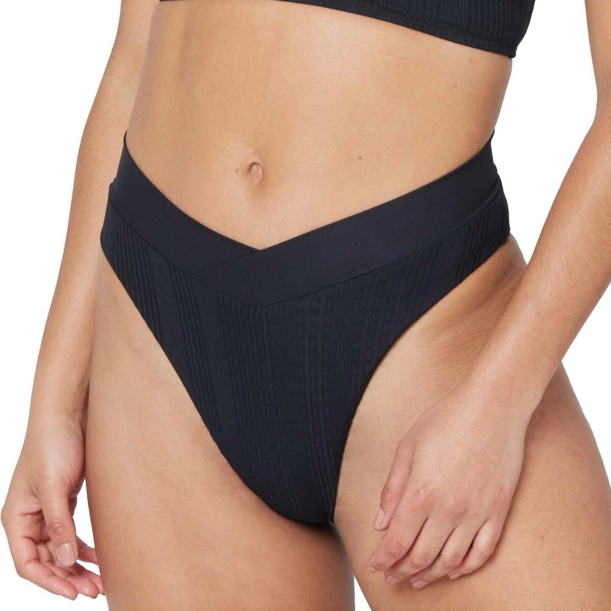 L Space Pointelle Rib Court Bikini Bottom - Women's Black, M