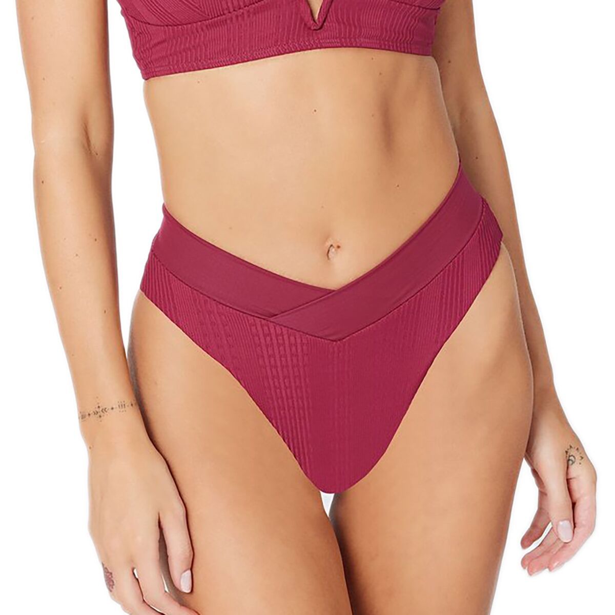 L Space Pointelle Rib Court Bikini Bottom - Women's Cabernet, XL