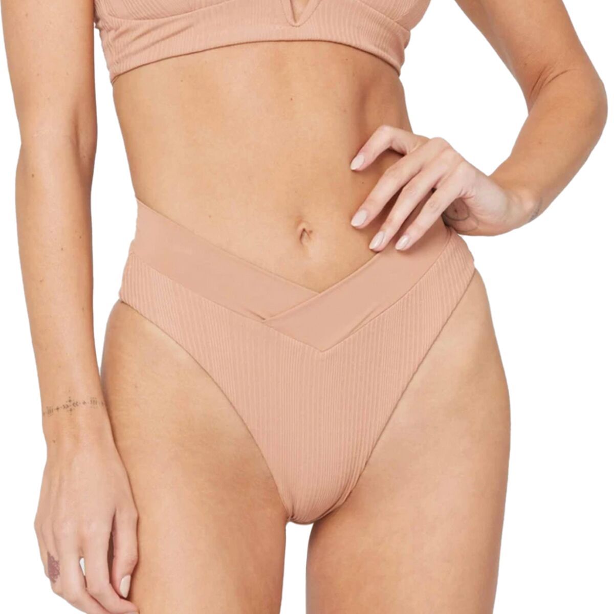 L Space Pointelle Rib Court Bikini Bottom - Women's Putty, L