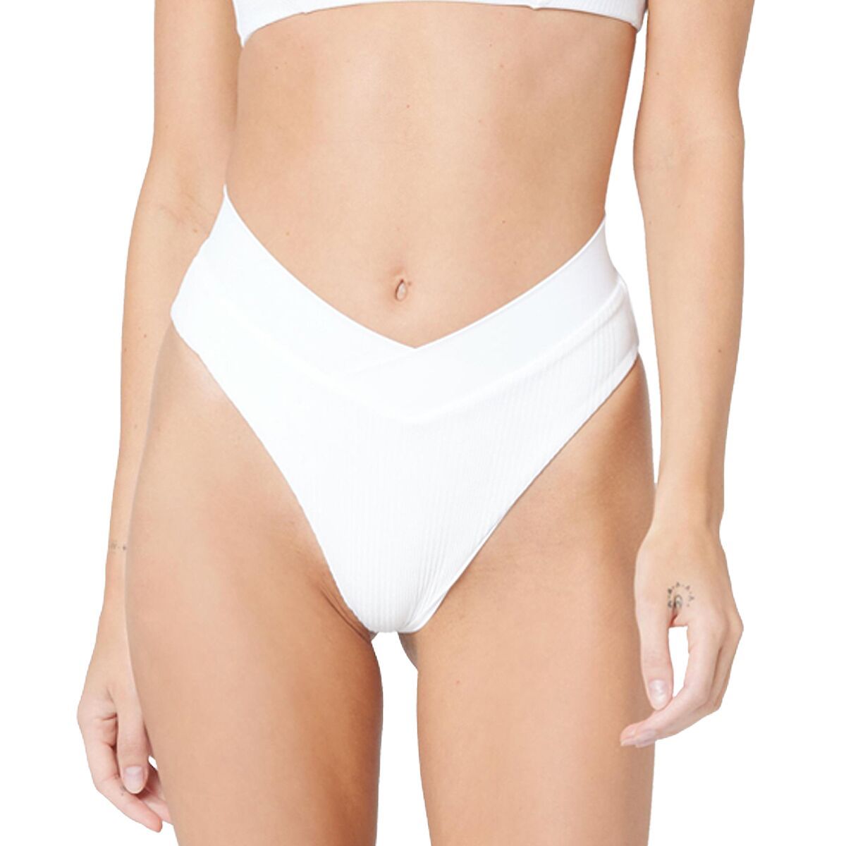 L Space Pointelle Rib Court Bikini Bottom - Women's White, L