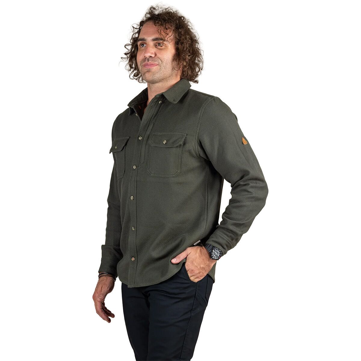Image of Livsn Benchmark Field Flannel Shirt - Men's Dark Olive, XL