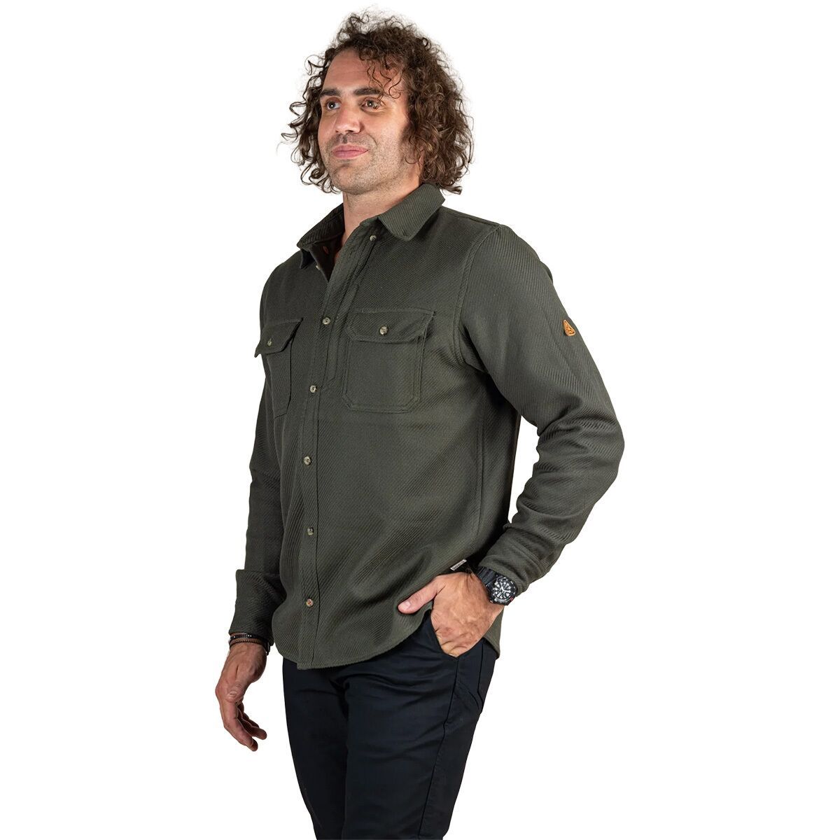 Image of Livsn Benchmark Field Flannel Shirt - Men's Dark Olive, L