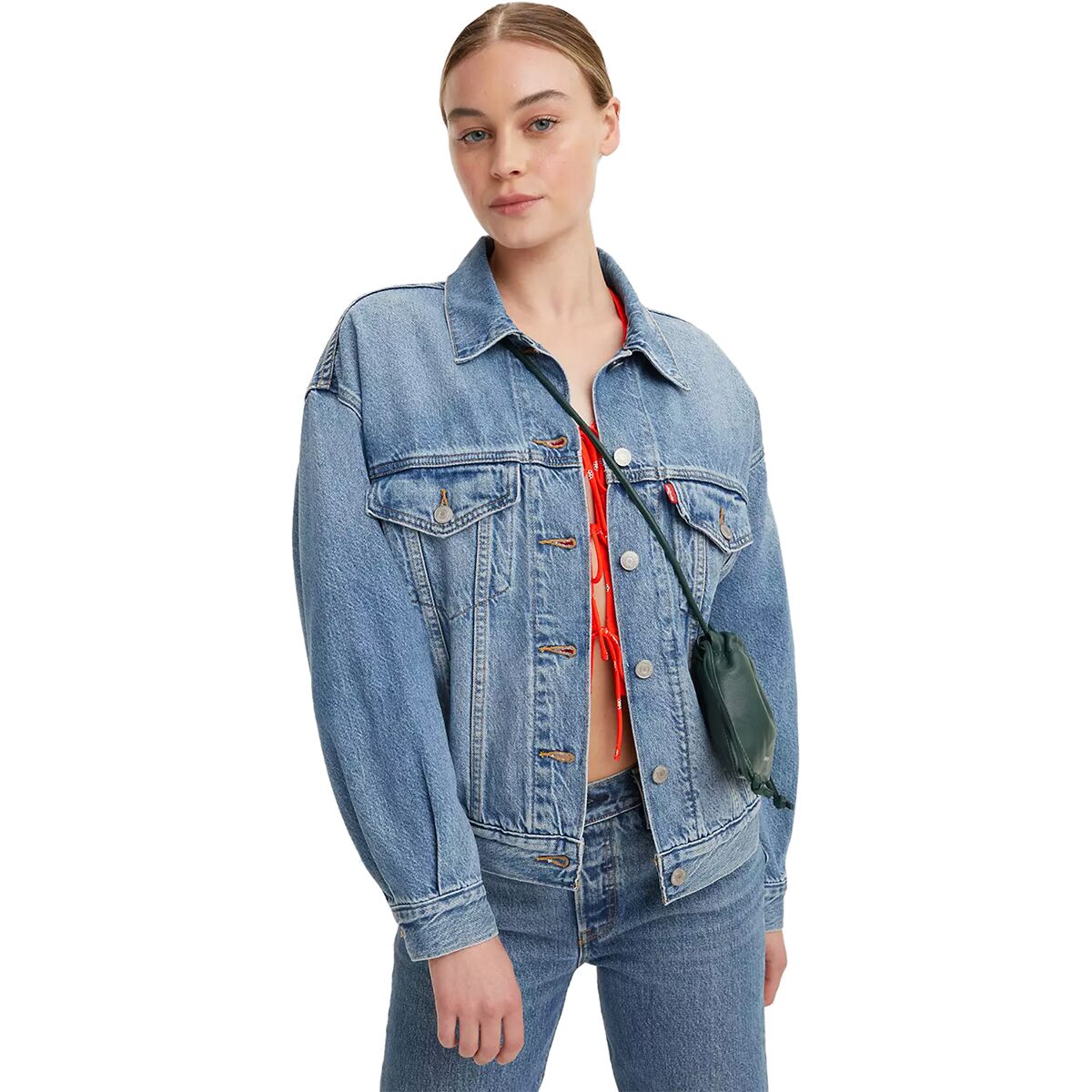 NWOT Levi Strauss & Co 90s Style Button Denim Trucker Jacket Blue Small  Women's 
