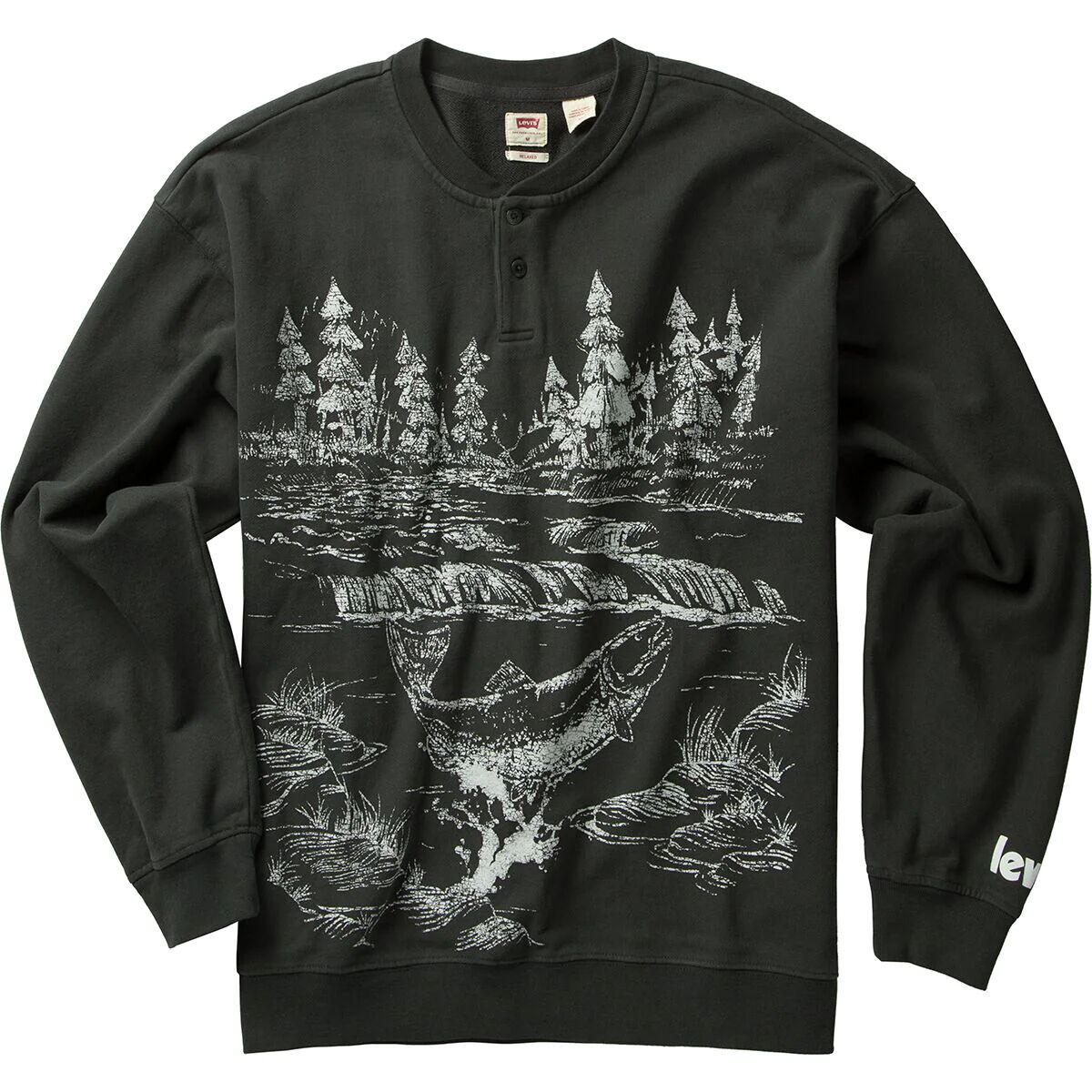 graphic relaxed henley crewneck sweatshirt