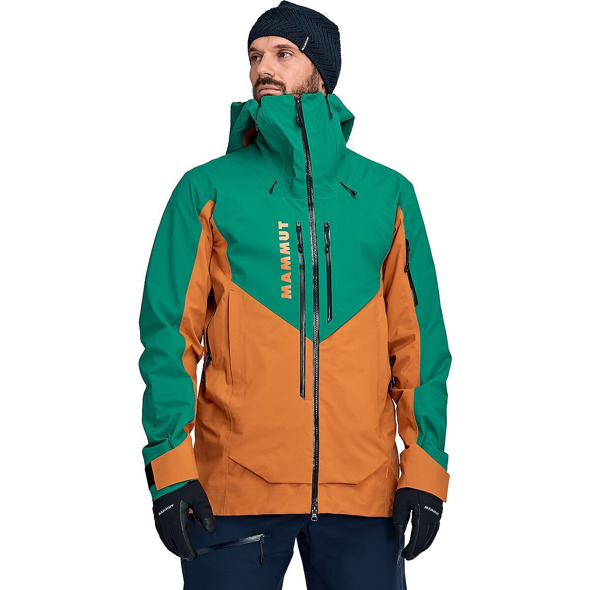 Mammut La Liste Pro HS Hooded Jacket - Men's Tumeric/Deep Emerald, L