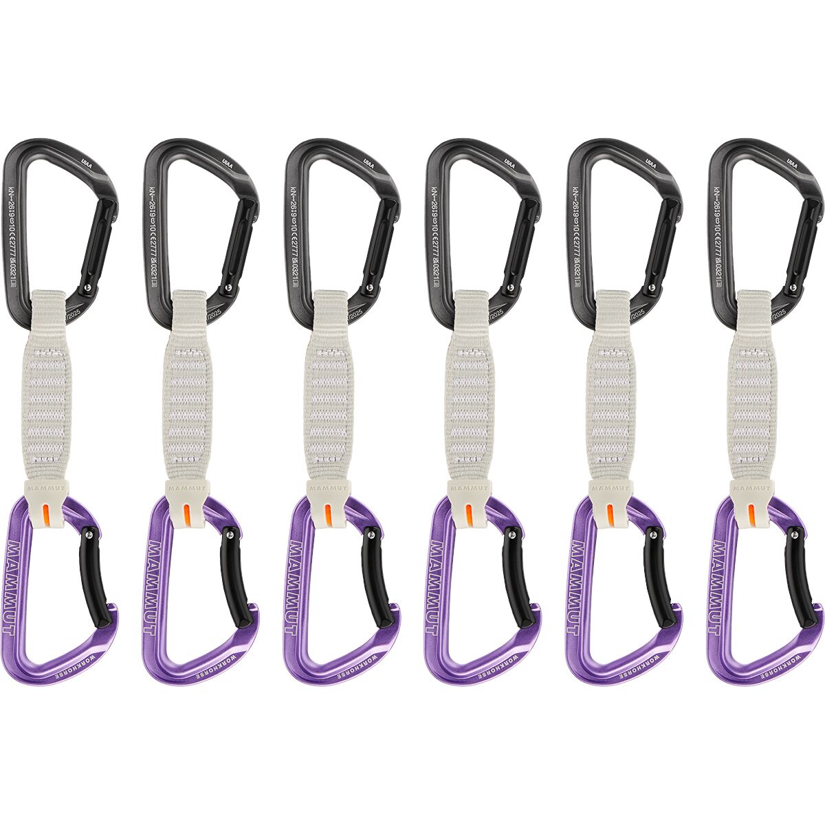 Mammut Mammut Workhorse Keylock Quickdraw - 6-Pack Straight Gate/Bent Gate Key Lock Grey, 12cm