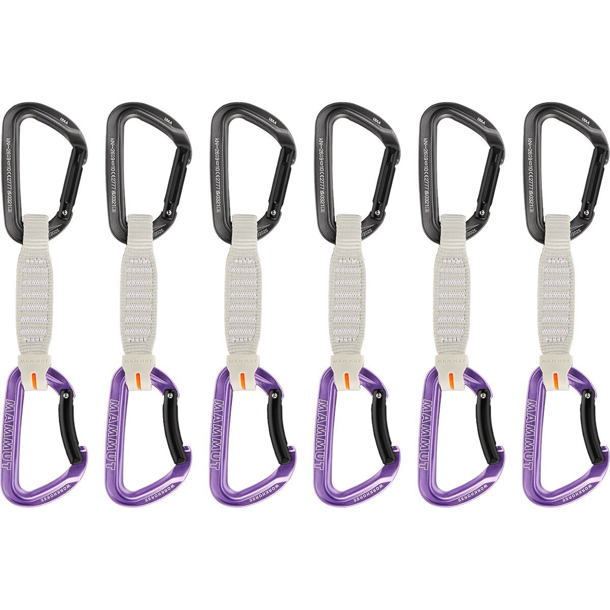 Image of Mammut Workhorse Keylock Quickdraw - 6-Pack Straight Gate/Bent Gate Key Lock Grey, 12cm