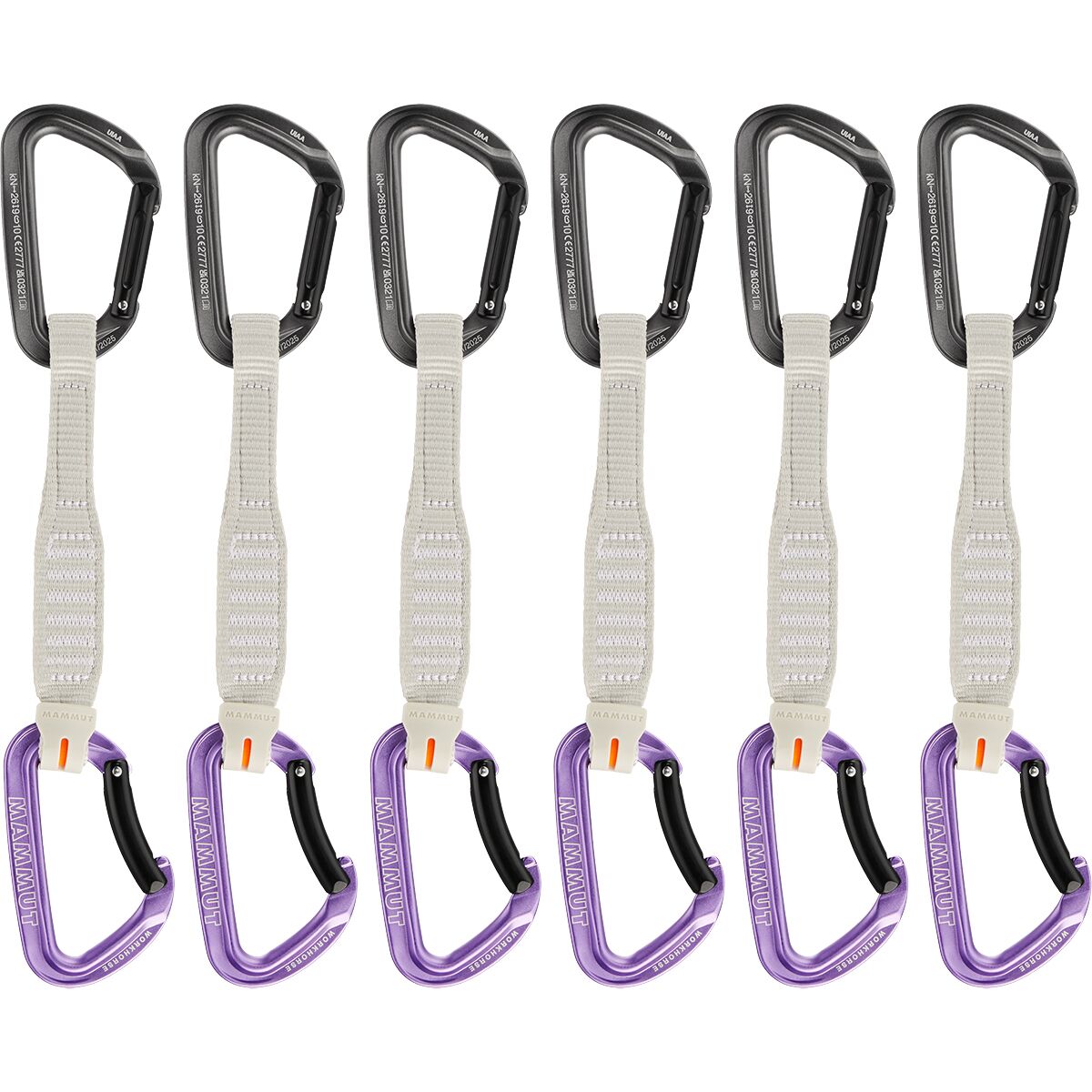 Mammut Workhorse Keylock Quickdraw - 6-Pack Straight Gate/Bent Gate Key Lock Grey, 17cm