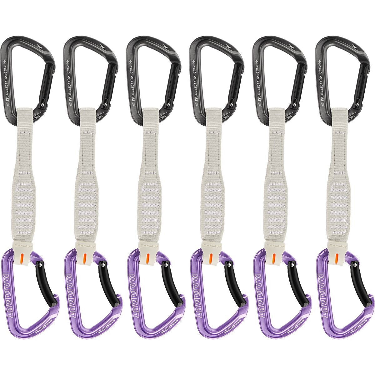 Image of Mammut Workhorse Keylock Quickdraw - 6-Pack Straight Gate/Bent Gate Key Lock Grey, 17cm