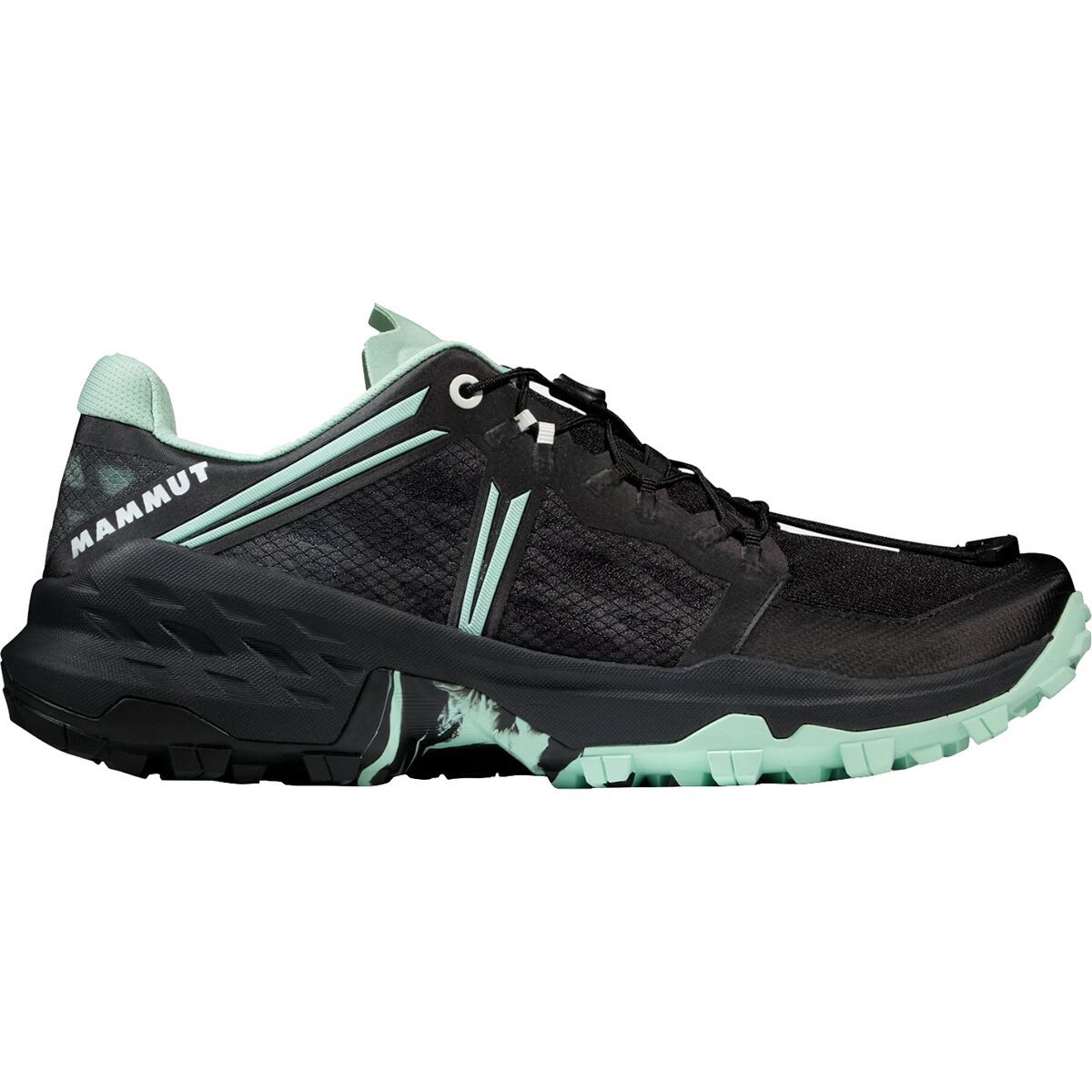 Image of Mammut Sertig Trail Running Shoe - Men's Black/Neo Mint, US 10.0/UK 9.0