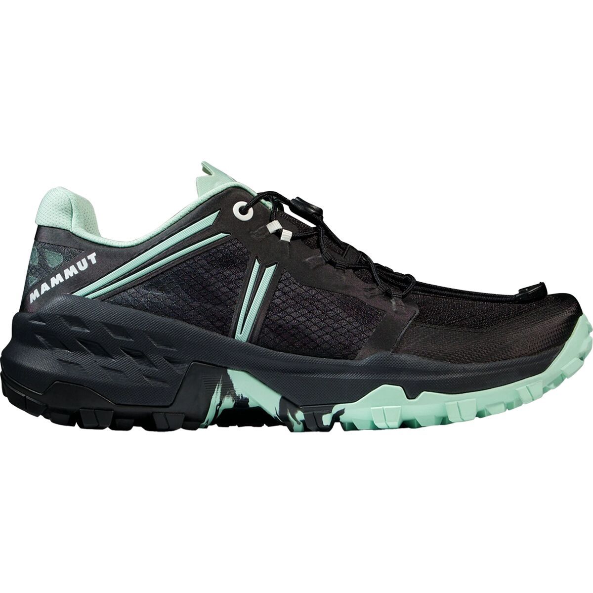 Image of Mammut Sertig Low Trail Running Shoe - Women's Black/Neo Mint, 9.5
