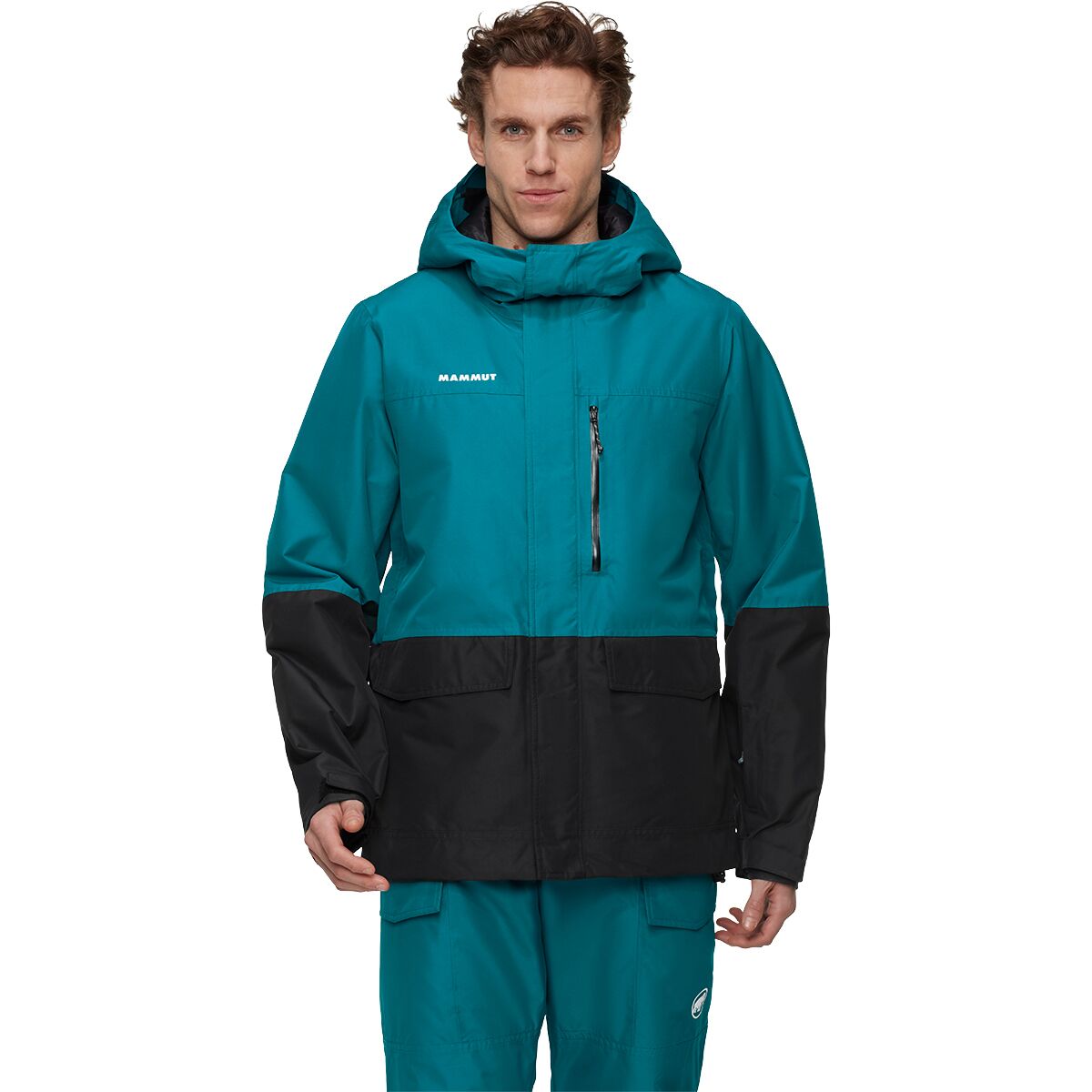 Image of Mammut Fall Line HS Thermo Hooded Jacket - Men's Deep Teal/Black, XL