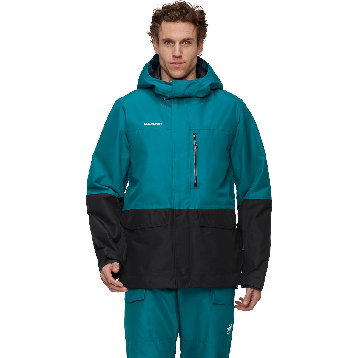 Image of Mammut Fall Line HS Thermo Hooded Jacket - Men's Deep Teal/Black, L