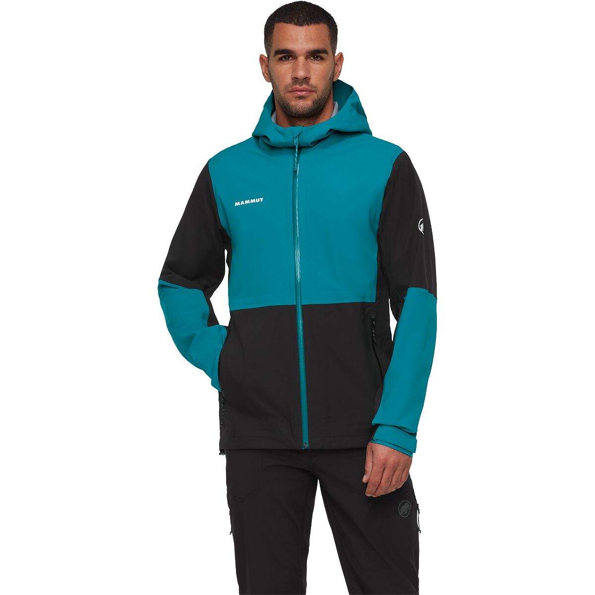 Image of Mammut Linard Guide HS Hooded Jacket - Men's Black/Deep Teal, XXL