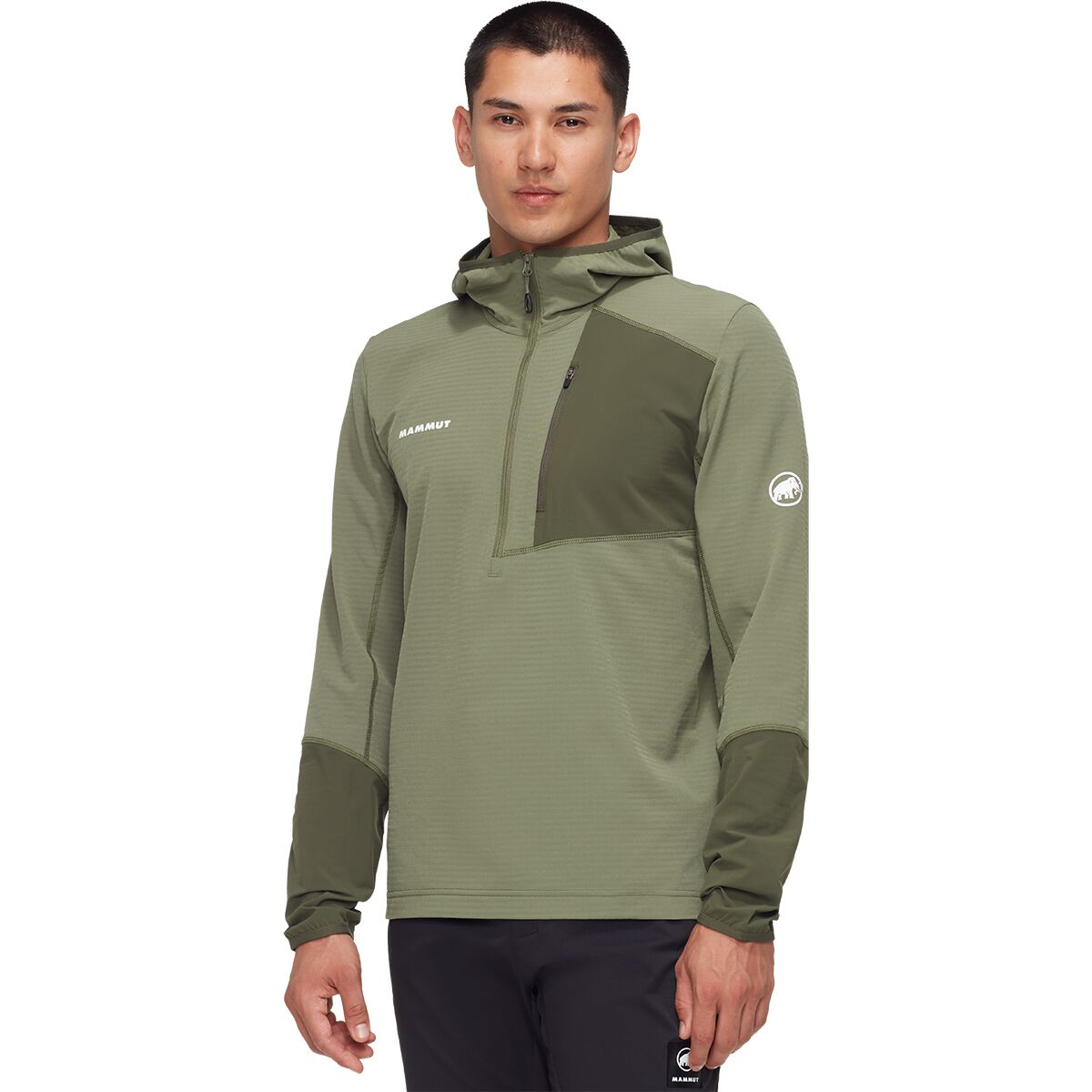 Image of Mammut Madris Light ML 1/2-Zip Hoodie - Men's Marsh/Dark Marsh, M