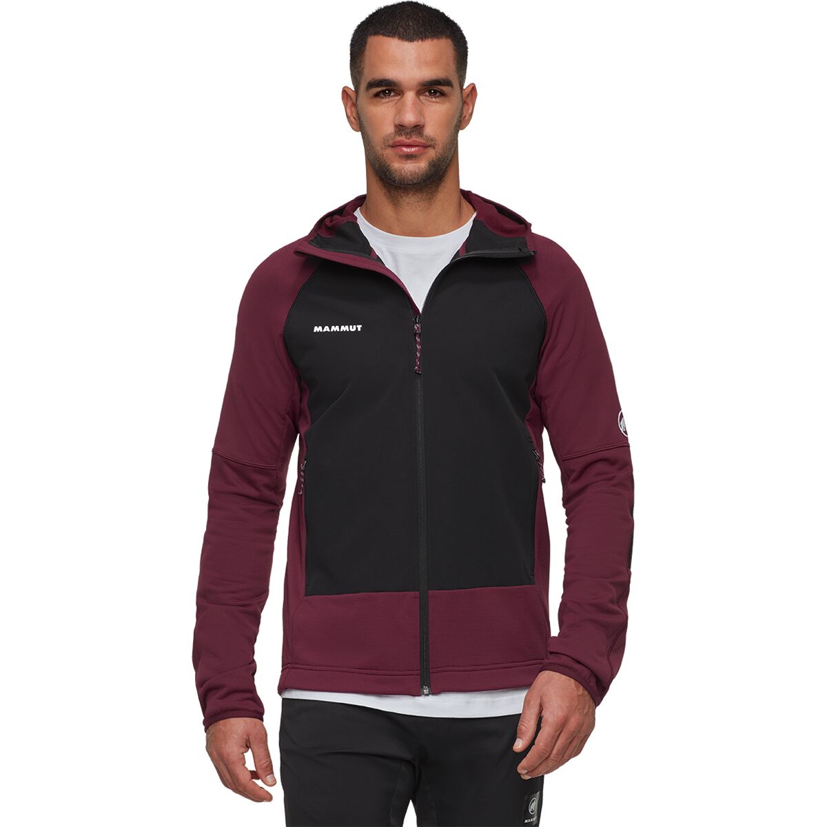 Image of Mammut Massone ML Full-Zip Hooded Jacket - Men's Vin/Black, XL
