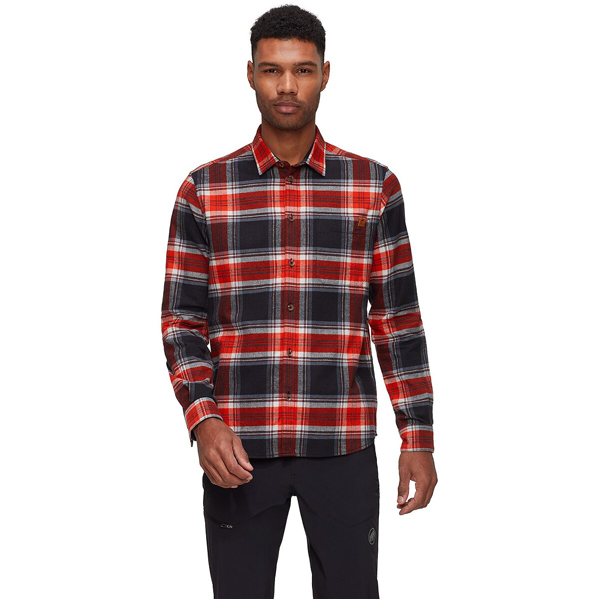 Image of Mammut Trovat Long-Sleeve Shirt - Men's Black/Mammut Red, XL