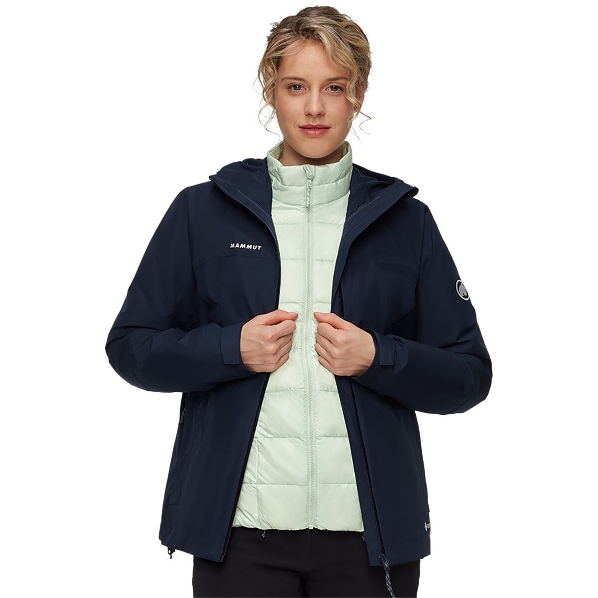 Image of Mammut Treeline 3-in-1 HS Hooded Jacket - Women's Marine/Silver Sage, XL