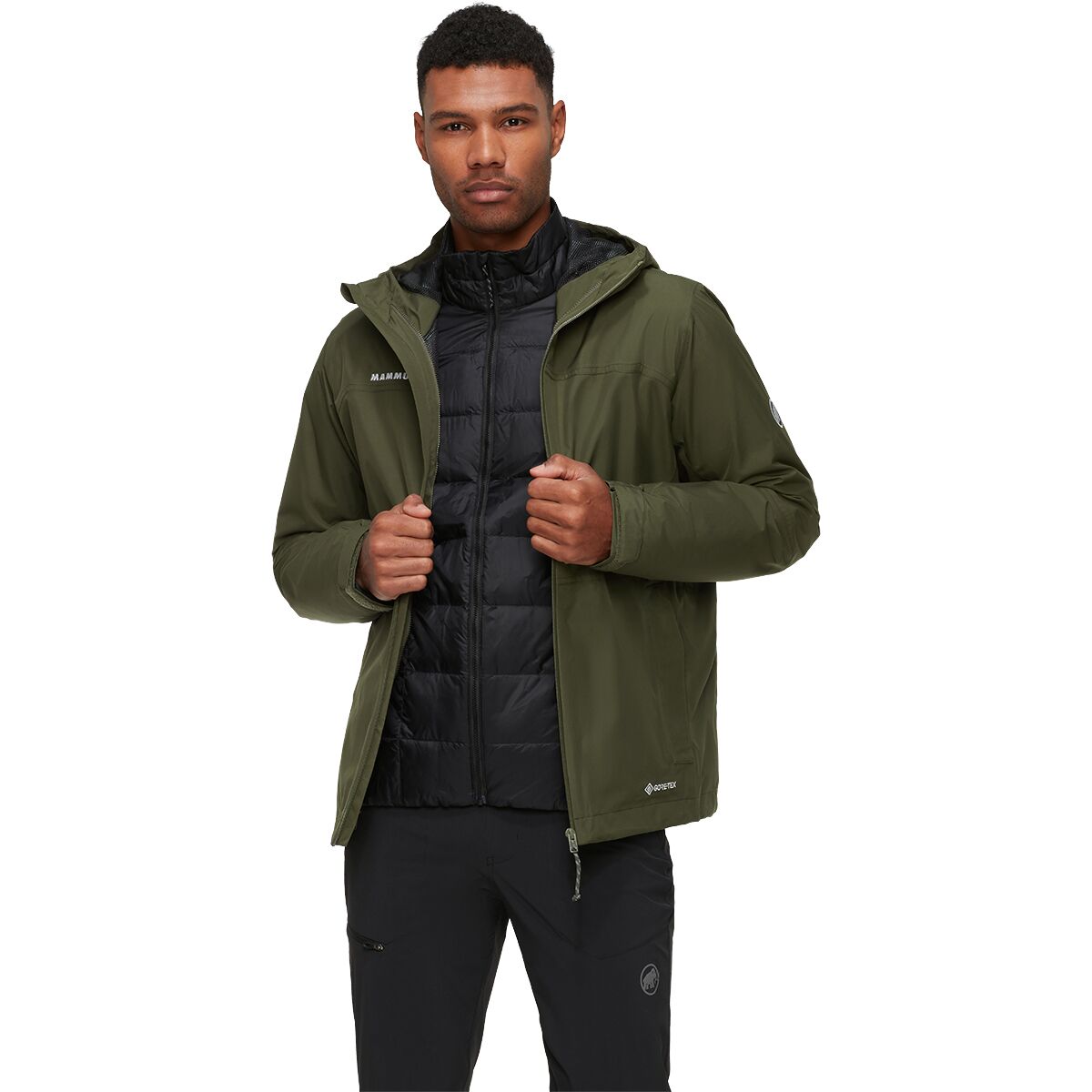 Image of Mammut Treeline 3-in-1 HS Hooded Jacket - Men's Dark Marsh/Black, L