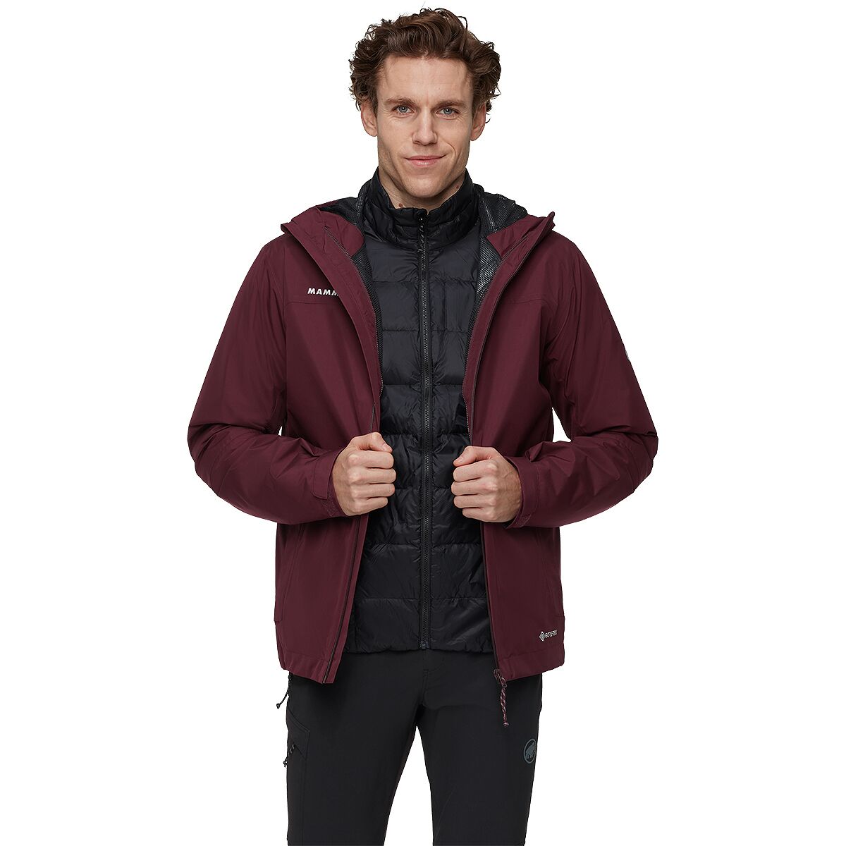 Image of Mammut Treeline 3-in-1 HS Hooded Jacket - Men's Vin/Black, S