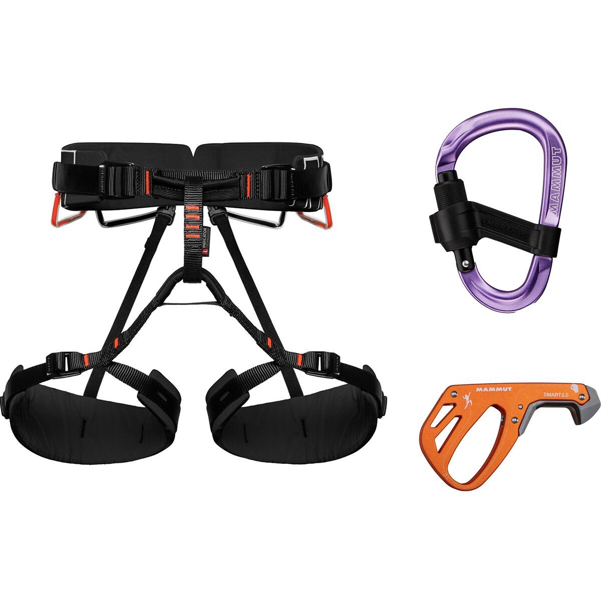 Image of Mammut 4 Slide Harness Package Black, Dark Orange, Alpine Calamint, M-XL, One Size, One Size