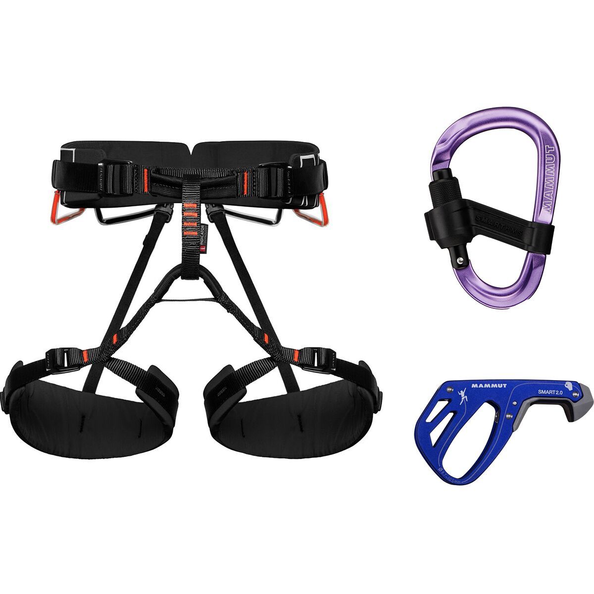 Image of Mammut 4 Slide Harness Package Black, Dark Ultramarine, Alpine Calamint, XS-M, One Size, One Size