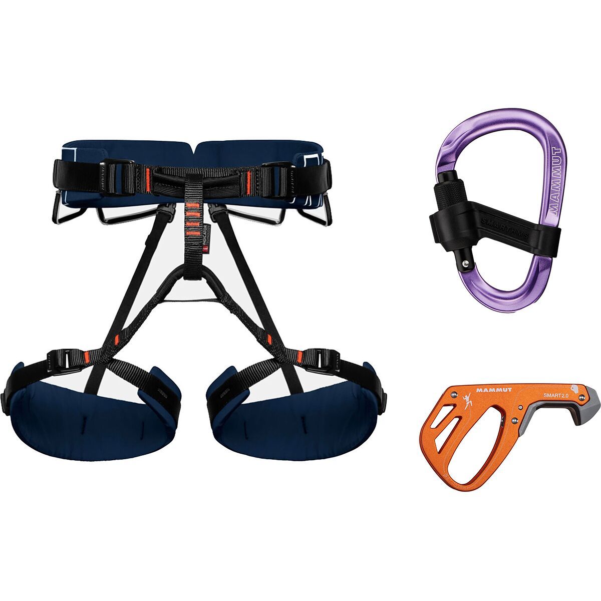 Image of Mammut 4 Slide Harness Package Marine, Dark Orange, Alpine Calamint, XS-M, One Size, One Size