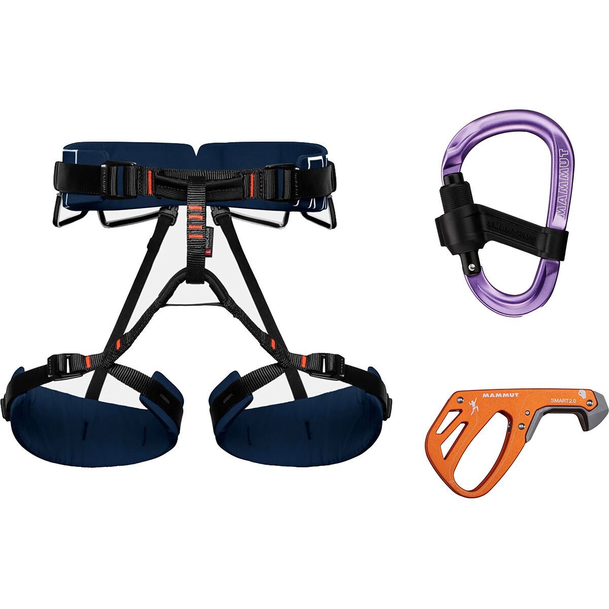 Image of Mammut 4 Slide Harness Package Marine, Dark Orange, Alpine Calamint, M-XL, One Size, One Size