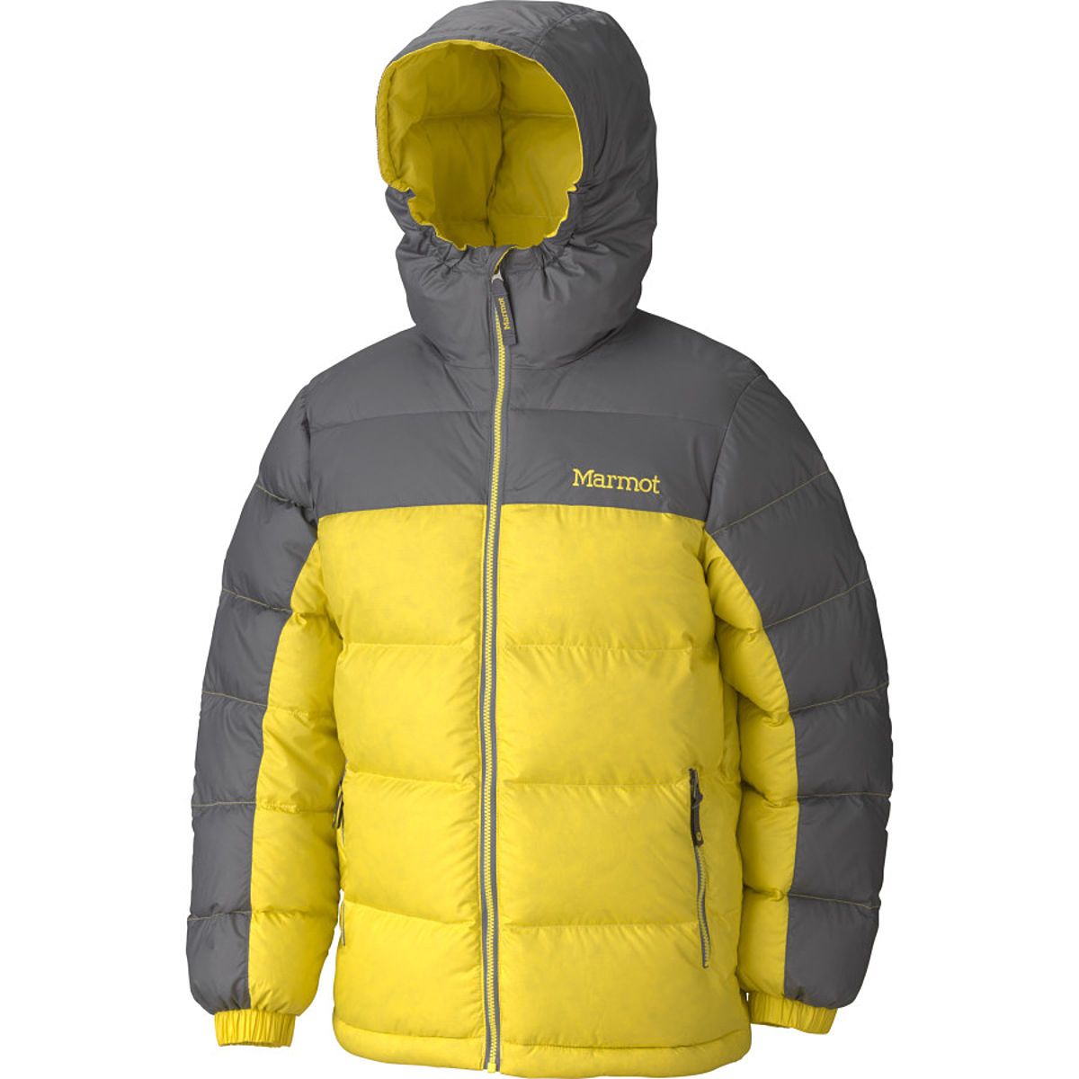 Marmot Guides Down Hooded Jacket - Boys' Acid Yellow/Cinder, XL