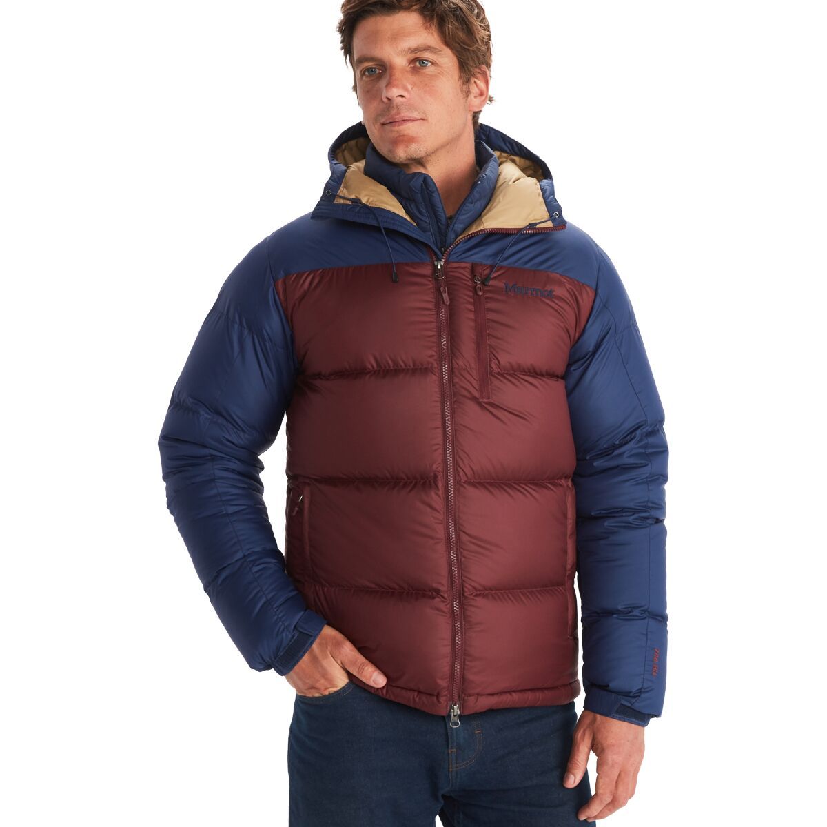 Marmot Guides Down Hooded Jacket - Men's Port Royal/Arctic Navy, M