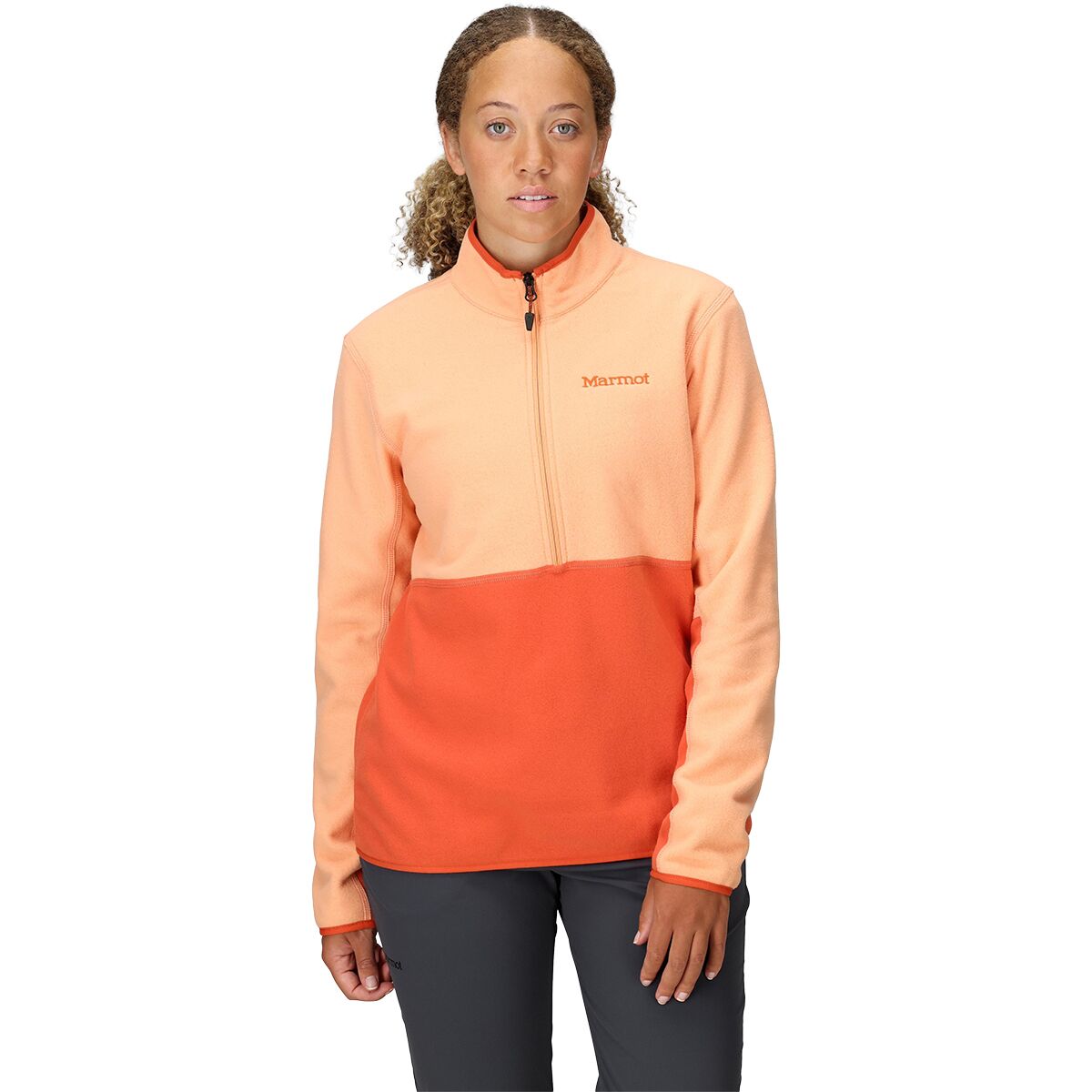 Image of Marmot Rocklin 1/2 Zip - Women's Fresh Apricot/Ginger Blossom, M