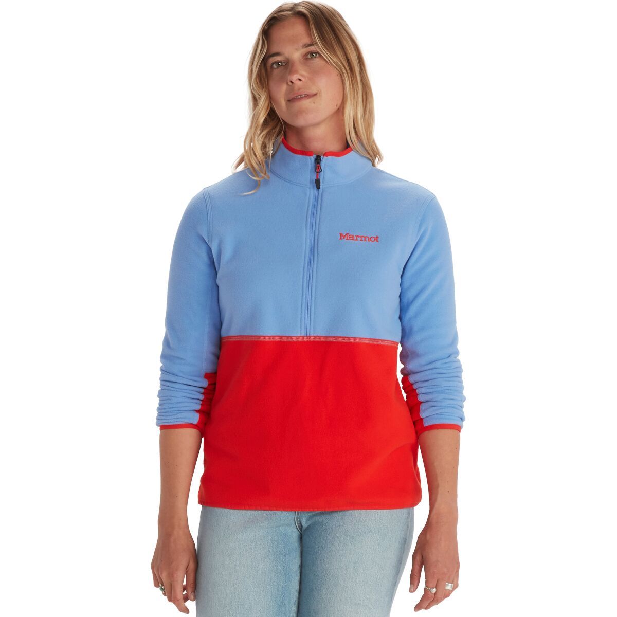 Marmot Rocklin 1/2 Zip - Women's Getaway Blue/Victory Red, M