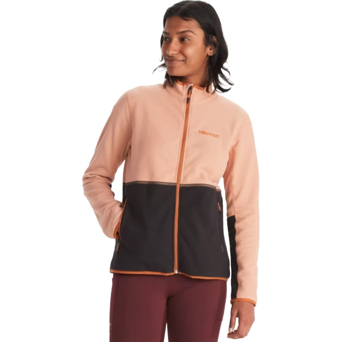 Marmot Rocklin Full Zip Fleece Jacket - Women's Rose Gold/Black, XS