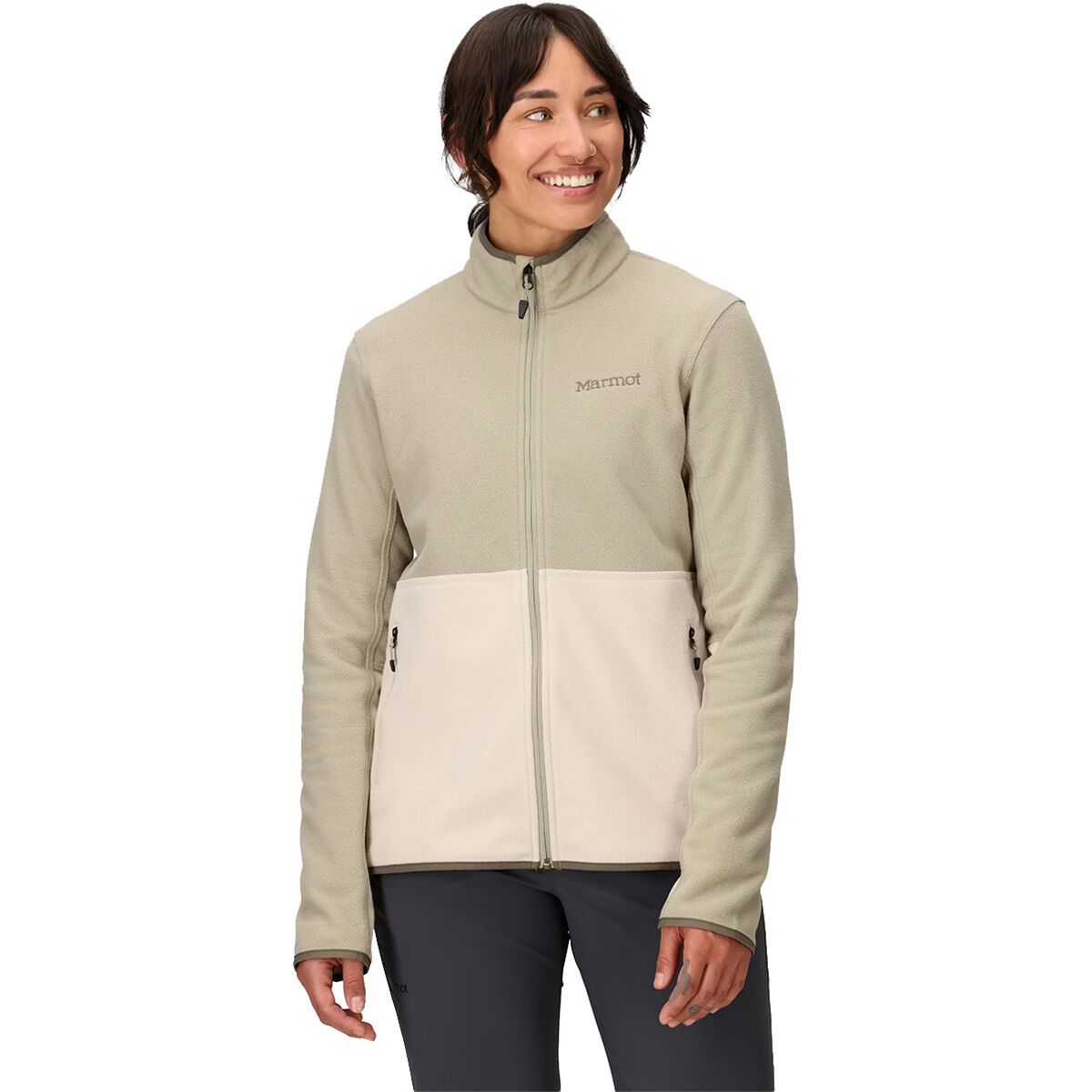 Image of Marmot Rocklin Full Zip Fleece Jacket - Women's Shale Grey/Birch Bark, S