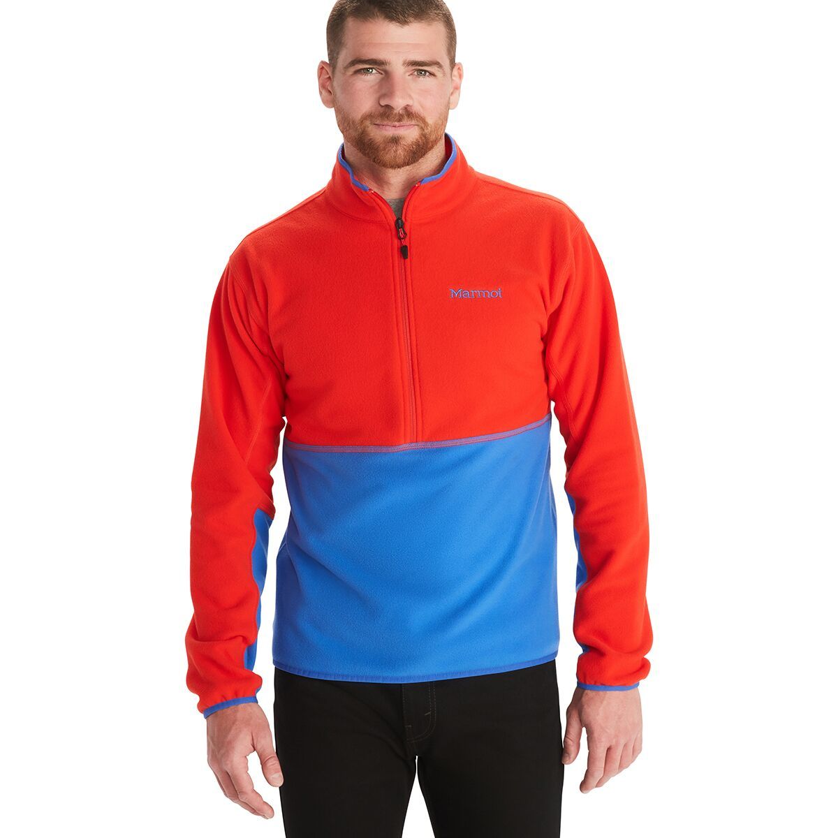 Marmot Rocklin 1/2-Zip Fleece Jacket - Men's Victory Red/Trail Blue, XL