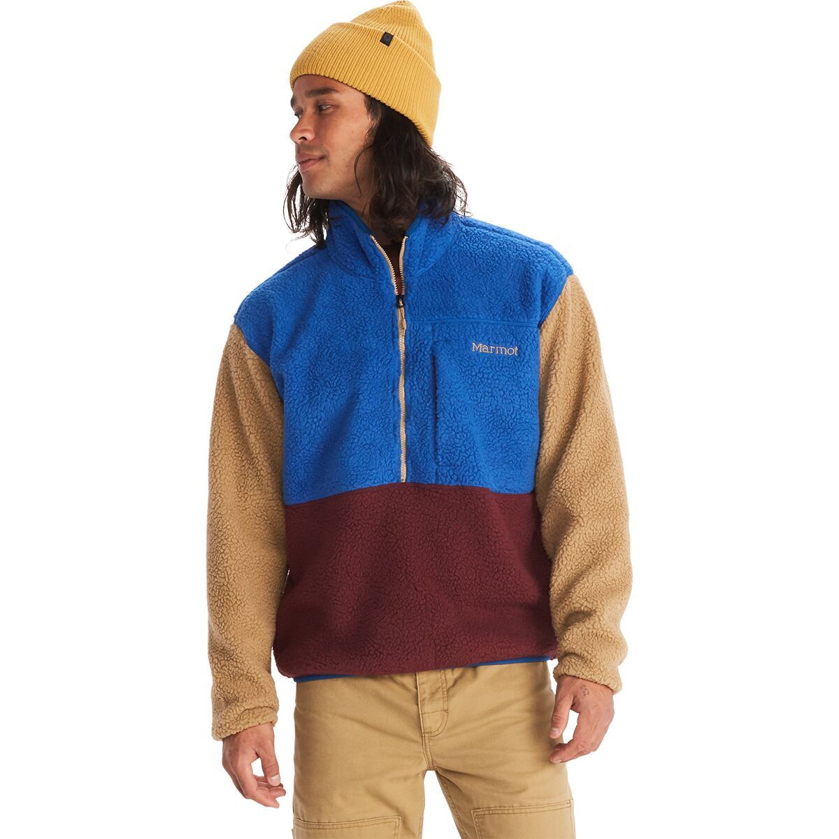 Marmot Aros 1/2-Zip Fleece - Men's Dark Azure/Port Royal/Shetland, L