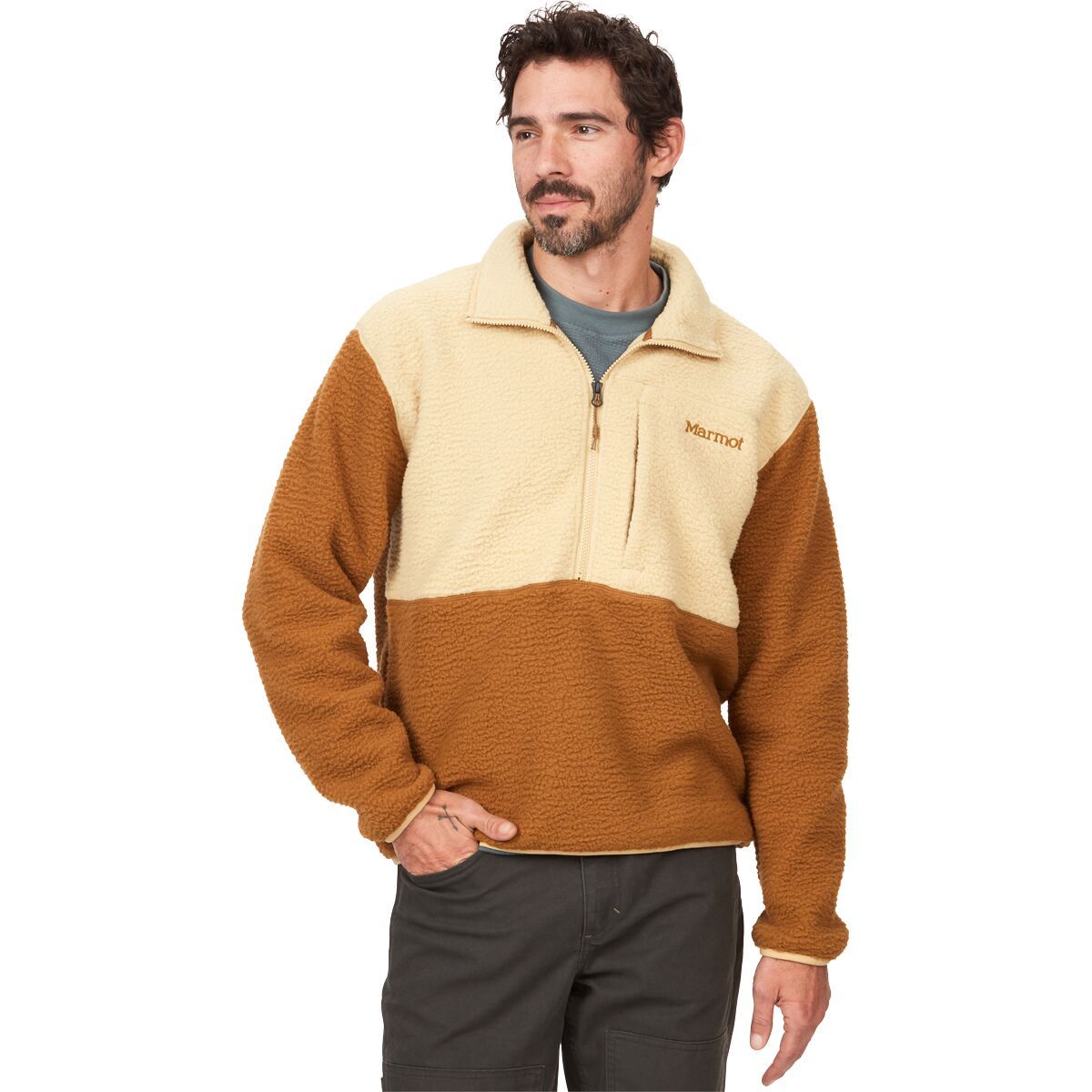 Marmot Aros 1/2-Zip Fleece - Men's Light Oak/Hazel, XXL