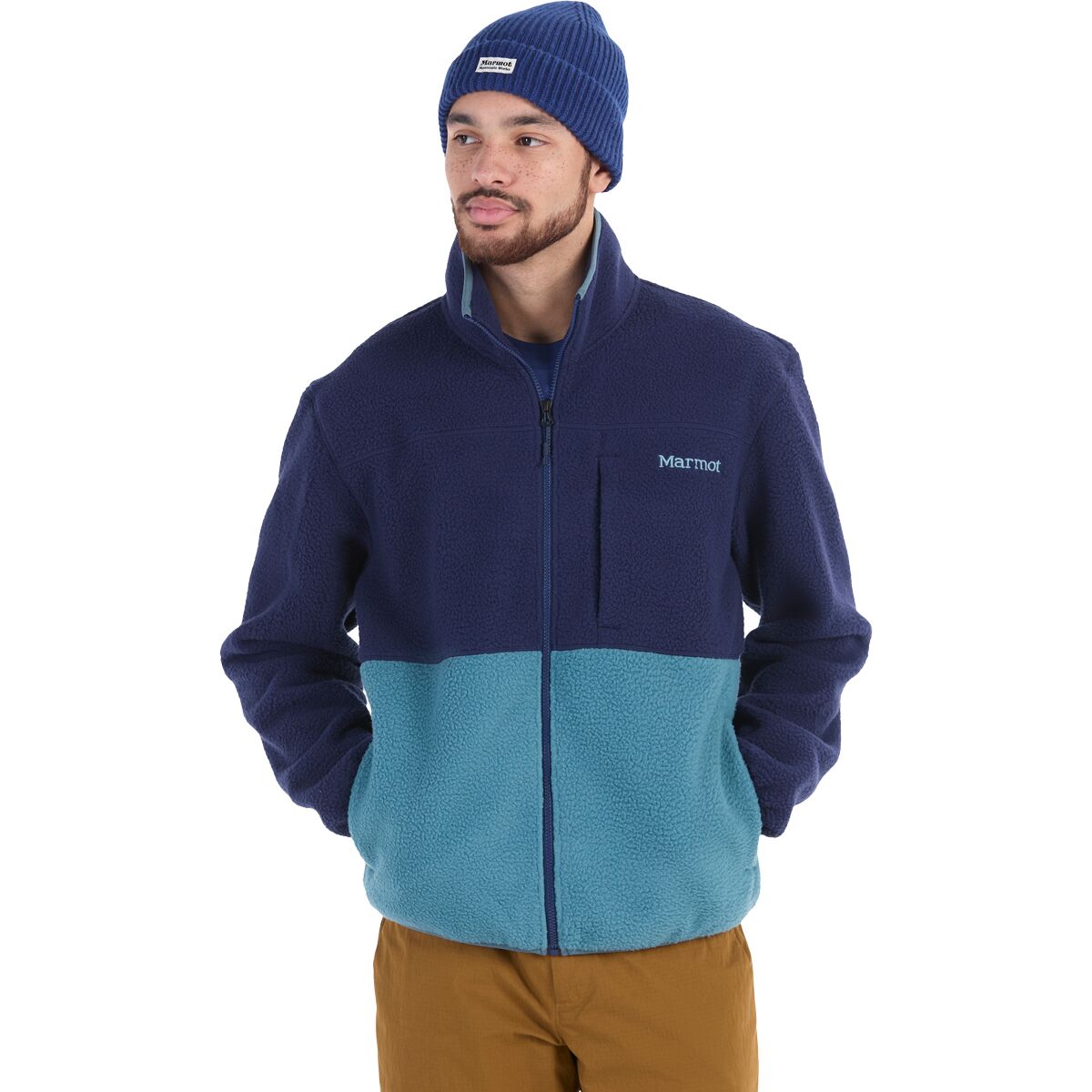 Image of Marmot Aros Fleece Jacket - Men's Arctic Navy/Moon River, XXL