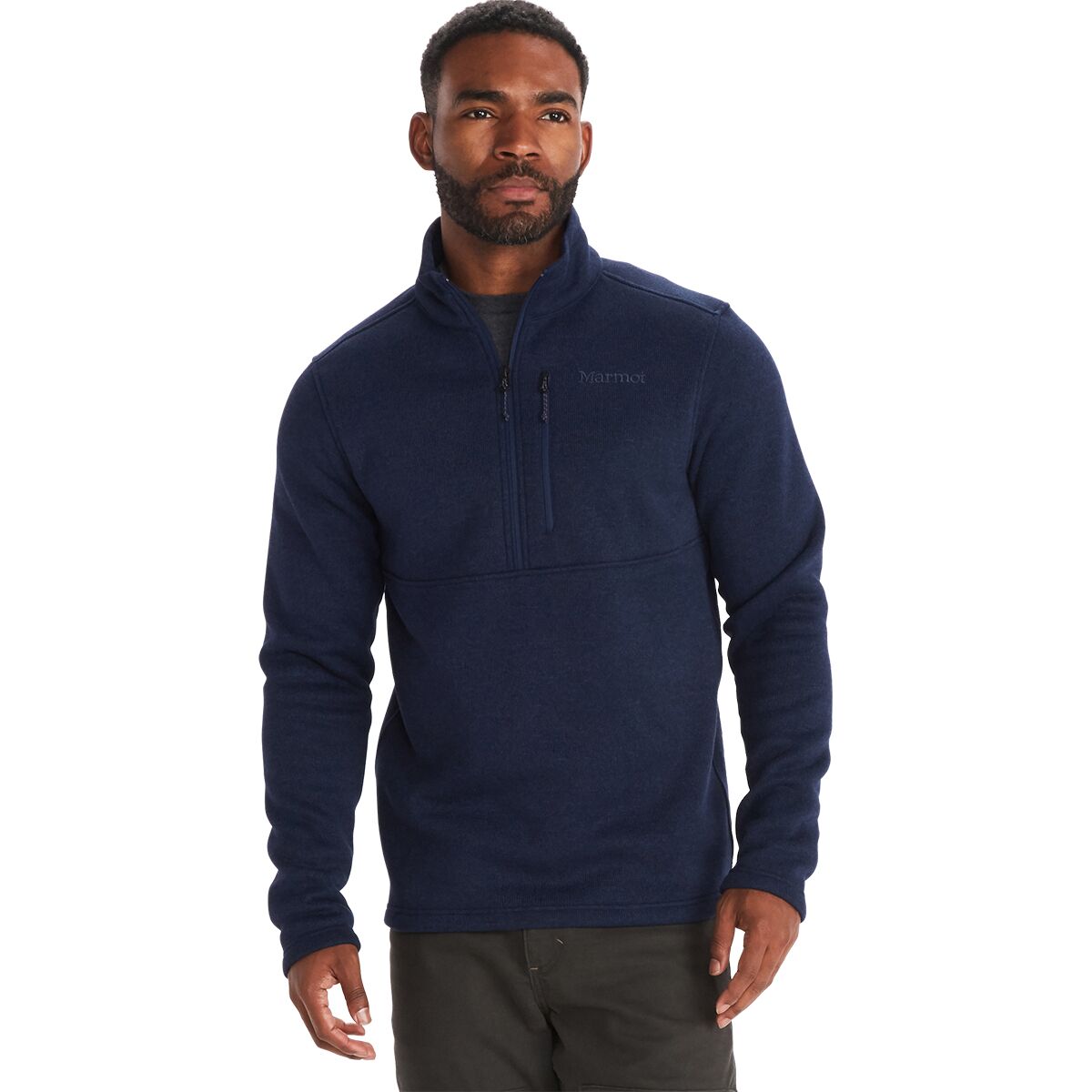 Image of Marmot Drop Line 1/2-Zip Fleece Jacket - Men's Arctic Navy, XXL