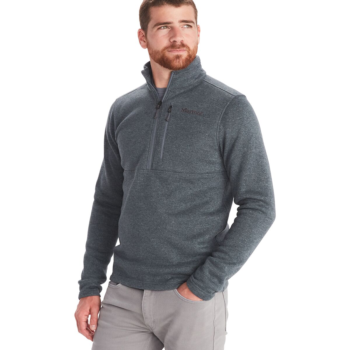 Image of Marmot Drop Line 1/2-Zip Fleece Jacket - Men's Steel Onyx, XXL