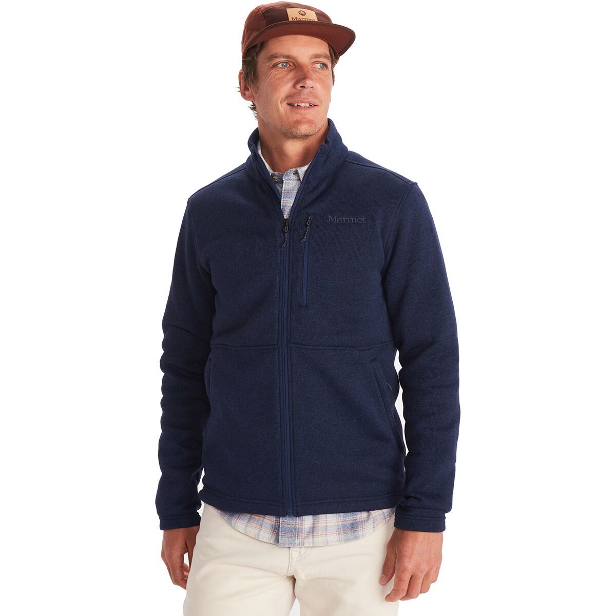 Image of Marmot Drop Line Fleece Jacket - Men's Arctic Navy, XXL
