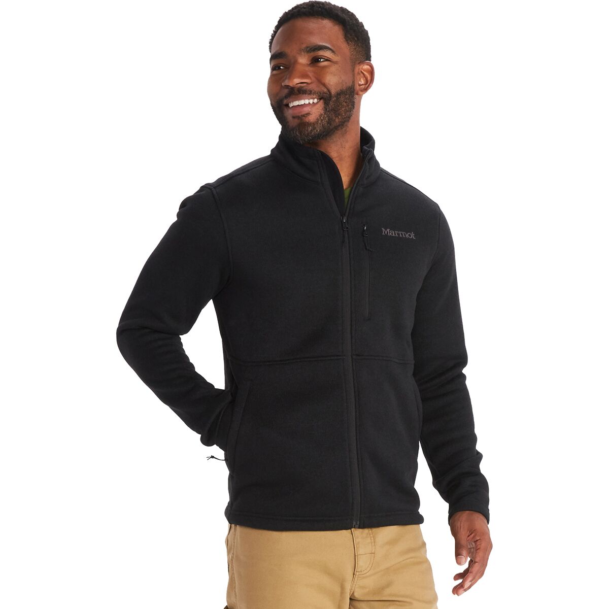 Image of Marmot Drop Line Fleece Jacket - Men's Black, XXL