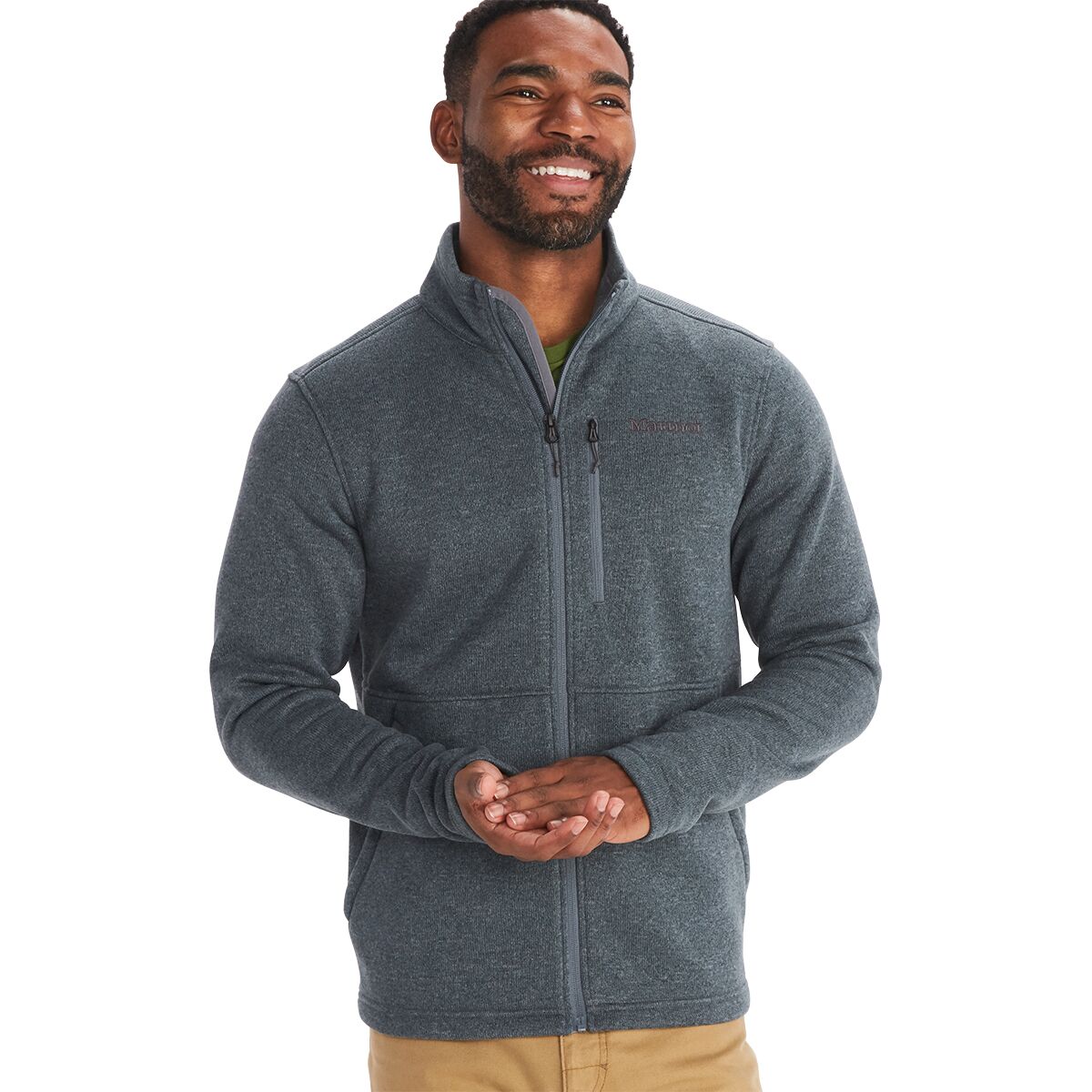 Image of Marmot Drop Line Fleece Jacket - Men's Steel Onyx, XXL
